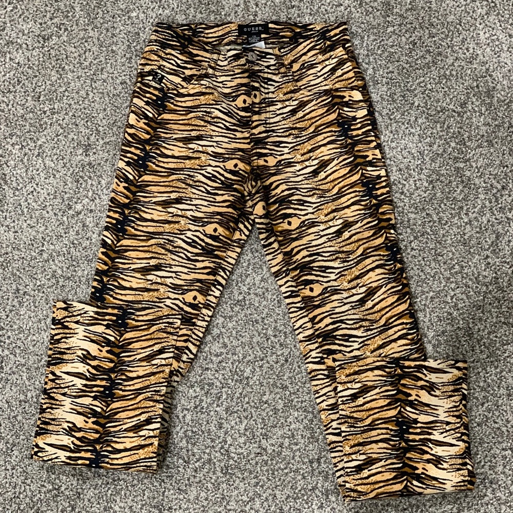 Vintage Y2k Guess Leopard Print Stretch Jeans Siz… - image 5
